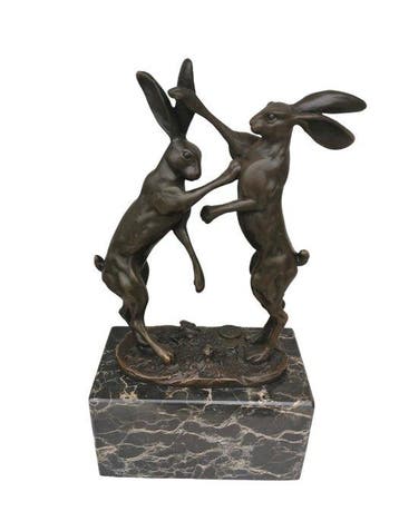 Figuur - Fighting hares - Brons, Marmer, Antiek en Kunst