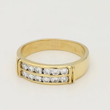 Ring - 14 karaat Geel goud Diamant (Natuurlijk)