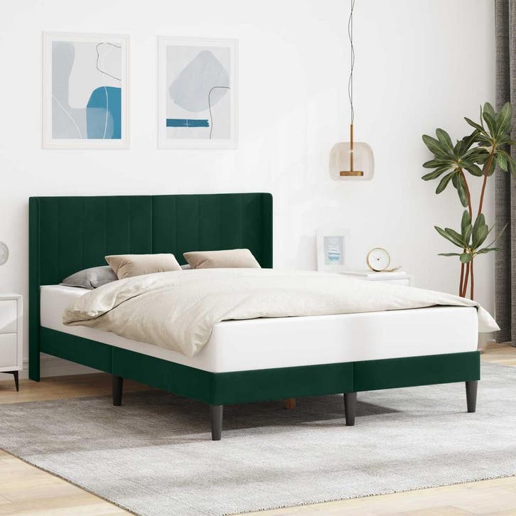vidaXL Bedframe met hoofdeinde Donkergroen 120 x 200 cm, Huis en Inrichting, Slaapkamer | Bedden, Nieuw, Verzenden