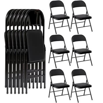 Klapstoelen - Vouwstoelen - Set van 6 - Eettafelstoelen - Zw, Caravans en Kamperen, Kampeermeubelen, Verzenden, Nieuw