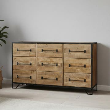 Dressoir Mangohout Neal 160 cm, Verzenden, Nieuw, Overige houtsoorten, Industriële meubels