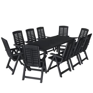 vidaXL 11-delige Tuinset kunststof antraciet, Verzenden, Nieuw, Tuinset