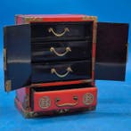 Boîte à bijoux - Coffret à bijoux asiatique – laque rouge, Antiquités & Art