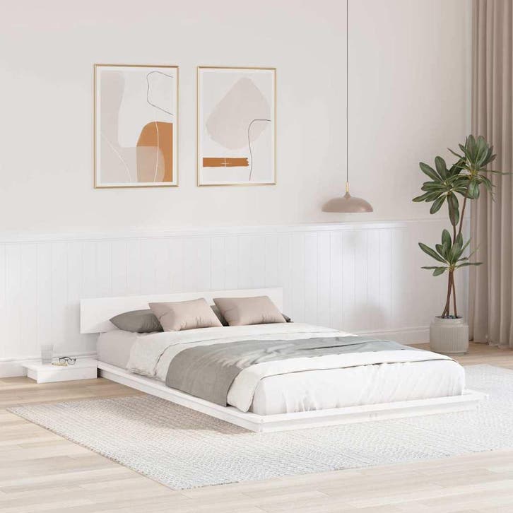 vidaXL Bedframe Wit 120 x 200 cm Hout, Maison & Meubles, Chambre à coucher | Lits, Envoi