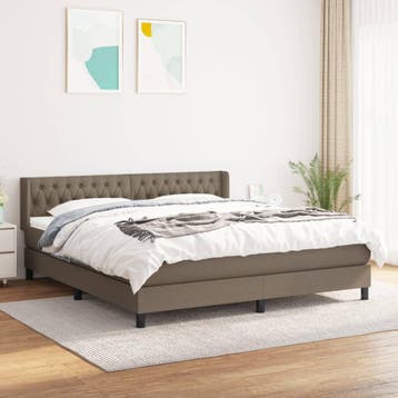 vidaXL Boxspring met matras stof taupe 180x200 cm, Verzenden