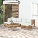 vidaXL 7-delige Loungeset met kussens bamboe crèmewit, Verzenden, Loungeset