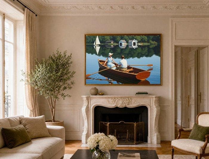 Le Yack - A Quiet Row on the Lake - Hand-signed, Antiquités & Art, Art | Peinture | Moderne