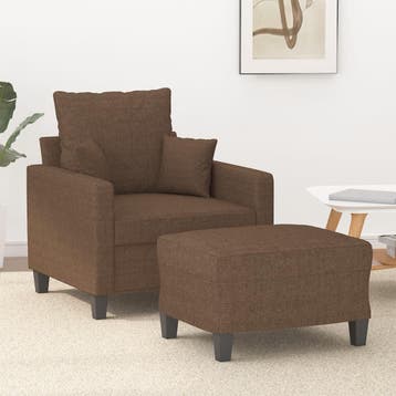 vidaXL Fauteuil met voetenbank / zetel 60 cm stof bruin, Verzenden, Nieuw