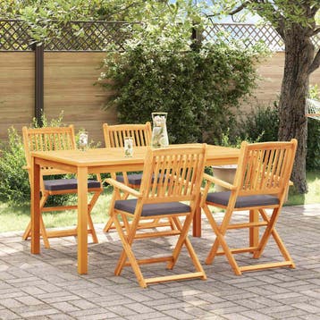 vidaXL Vouwstoel 4 st Grijs Massief acaciahout, Tuin en Terras, Verzenden, Nieuw