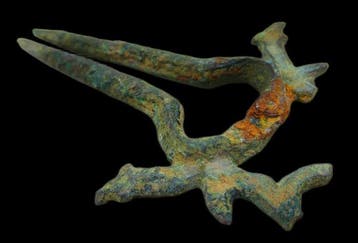 Romain antique Bronze Mettre en œuvre avec des oiseaux au