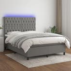 vidaXL Boxspring met matras en LED stof donkergrijs 140x200, Verzenden, Nieuw