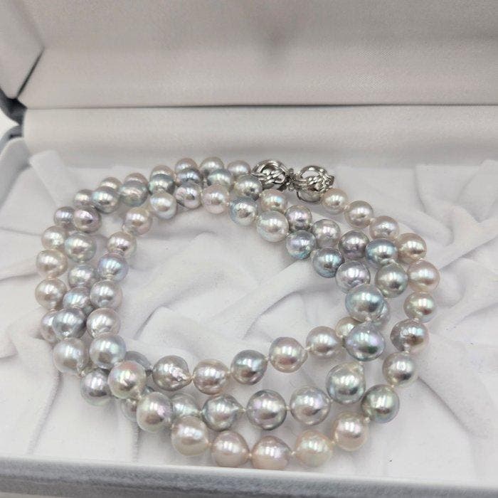 Halsketting Zilver Parel - Akoya-parel 7,5 mm 28 inch, Bijoux, Sacs & Beauté, Colliers