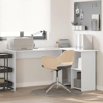 vidaXL Bureau Wit 142 x 102 x 73 cm Bewerkt hout, Verzenden, Nieuw