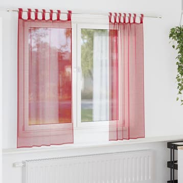 vidaXL Gordijnen voile met lussen 2 st 140x140 cm wijnrood, Huis en Inrichting, Stoffering | Gordijnen en Lamellen, Verzenden