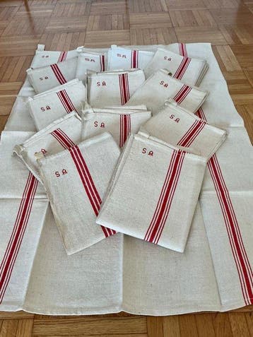 Handdoek (12) - 77 cm - 54 cm - 12 linnen theedoeken