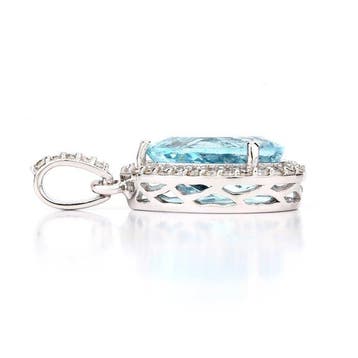 Hanger - 14 karaat Witgoud - 2.61ct. tw. Aquamarijn -