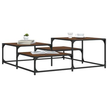 vidaXL Salontafel 107x107x40 cm bewerkt hout bruin, Huis en Inrichting, Tafels | Salontafels, Verzenden, Nieuw