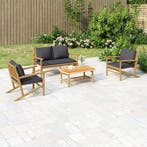vidaXL 4-delige Loungeset met kussens bamboe donkergrijs, Verzenden, Loungeset