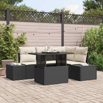 vidaXL Tuinbank Set 5 st Zwart poly rattan, Verzenden, Nieuw