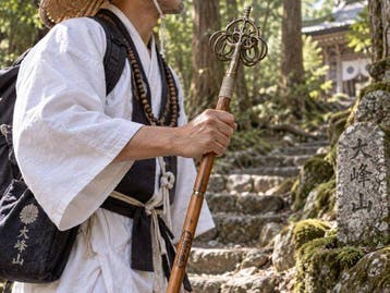 Vintage Japanse boeddhistische pelgrimsstokken – Set van