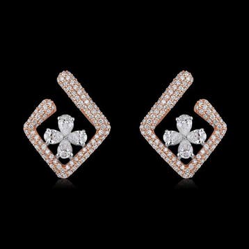 Oorbellen - 14 karaat Roségoud - 2.31ct. tw. Diamant