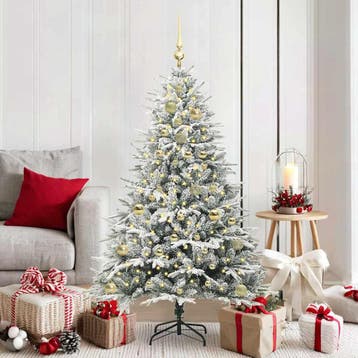vidaXL Kunstmatige Voorverlichte Kerstboom met Ballenset, Verzenden, Nieuw