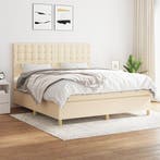 vidaXL Boxspring met matras stof crèmekleurig 160x200 cm, Verzenden, Nieuw