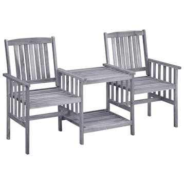 vidaXL Tuinstoelen met theetafel 159x61x92 cm massief, Verzenden