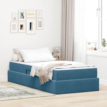 vidaXL Opbergbed met matras met opslag Donkerblauw 90 x 200, Verzenden