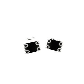 Witgouden manchetknopen met onyx en diamanten; 1,20 ct., Bijoux, Sacs & Beauté, Ophalen of Verzenden
