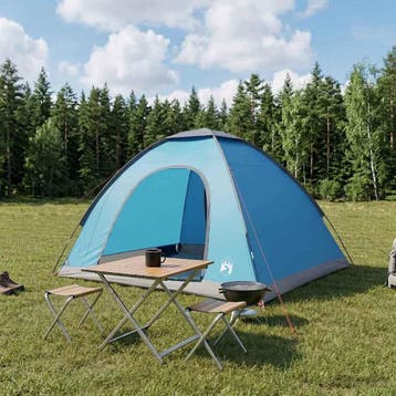 vidaXL Kamperen tent 4-persoons Blauw 185T Polyester met, Verzenden, Nieuw