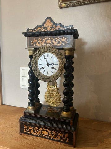 Pendule portique - Antique Bois, Laiton - 1850-1900
