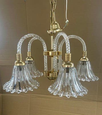 Lampe à suspendre - Verre de Murano - Lustre à cinq lumières