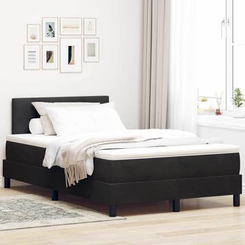 vidaXL LED Box Spring Bed met kussen Zwart 120 x 200 cm, Verzenden