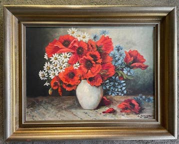 Emilio Braga (1887–1957) - Natura con papaveri e fiordalisi