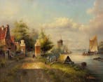 European School (XX) - A lively canal landscape (In the