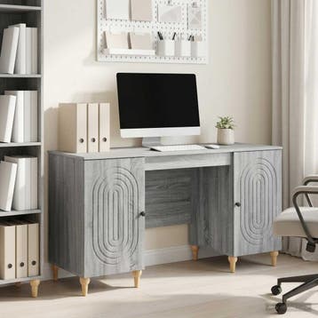 vidaXL Bureau Grijs sonoma 142,5 x 50 x 75 cm Bewerkt hout, Verzenden