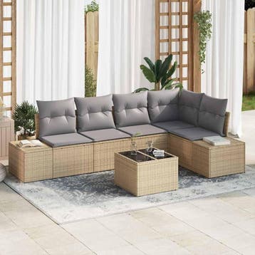 vidaXL Tuinbank Set met opslag Beige en Lichtgrijs poly, Verzenden, Nieuw