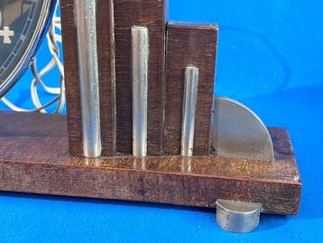Tafelklok - Art Deco Hout, Glas, Chroom - 1930-1940 - Art