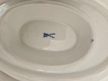 Meissen - Saucière - Porcelaine - bord bleu cobalt, Antiquités & Art