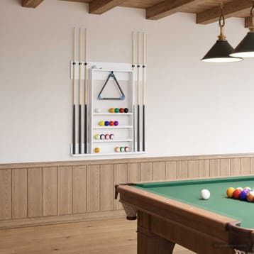 vidaXL Biljartkeu-stand Bewerkt hout 93 x 12 x 103 cm Wit, Sport en Fitness, Biljarten en Poolen, Verzenden, Nieuw