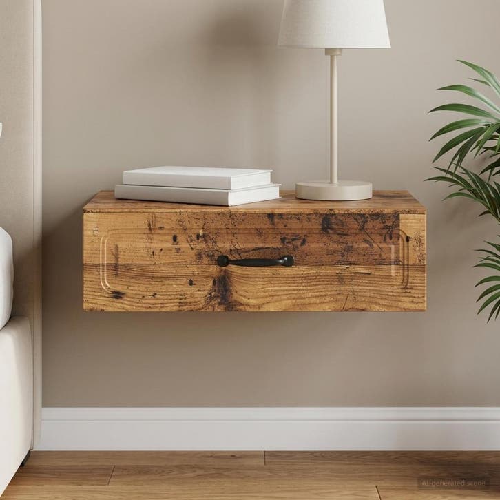 vidaXL Wandgemonteerde Zijtafel Oud hout 59 x 34,5 x 17 cm, Maison & Meubles, Armoires | Autre, Envoi