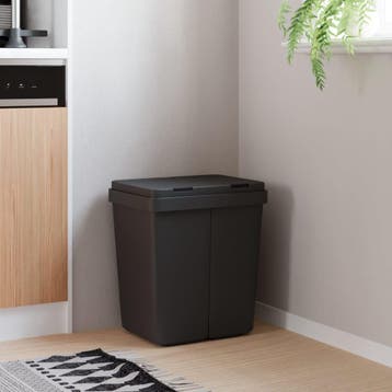 vidaXL Dubbele vuilnisbak 2x25 L antracietkleurig, Huis en Inrichting, Woonaccessoires | Prullenbakken, Verzenden, Nieuw