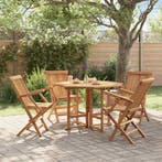 vidaXL 5-delige Tuinset inklapbaar massief teakhout, Tuin en Terras, Verzenden, Nieuw, Tuinset