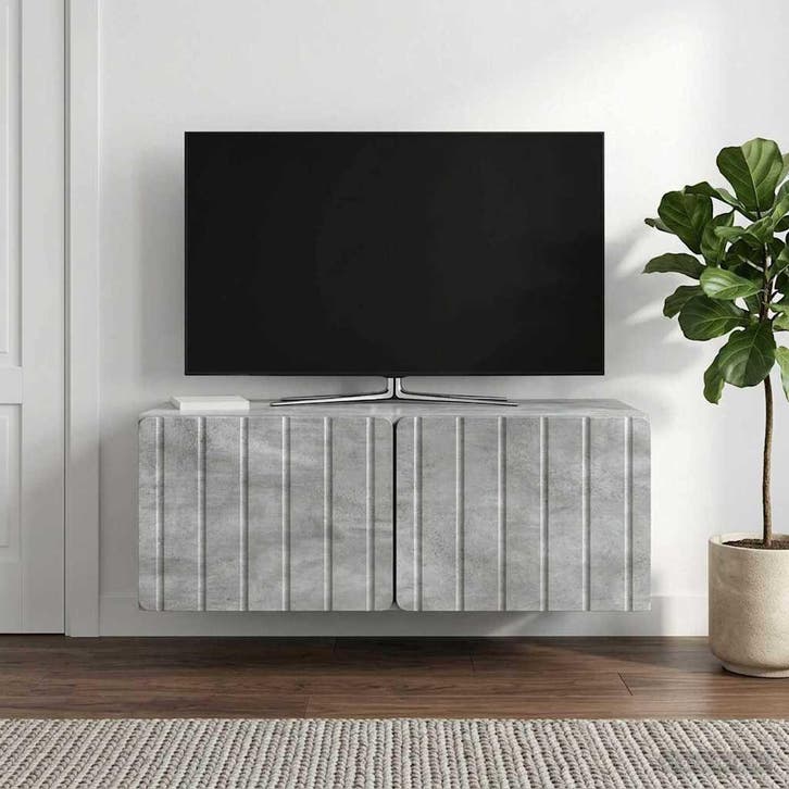 vidaXL Wandmontage TV-kast 78,5 x 41 x 30 cm Betongrijs, Maison & Meubles, Armoires | Mobilier de télévision, Envoi