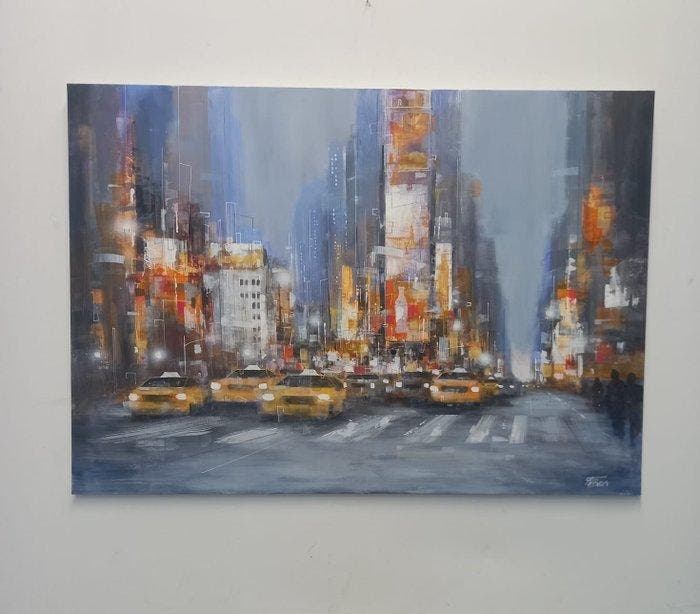 Paolo Fedeli - Times Square, Antiek en Kunst, Kunst | Schilderijen | Modern