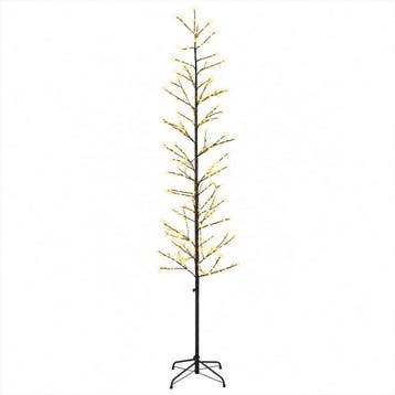vidaXL Micro berken kerstboom Zwart 240 cm Staal 675 LEDs, Verzenden