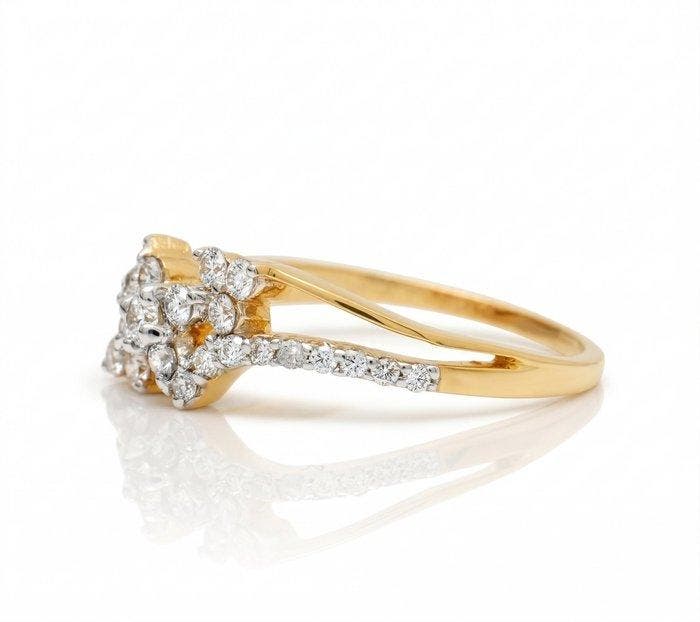 Bague tendance - 14 carats Or jaune - 0.40ct. tw. Diamant, Bijoux, Sacs & Beauté, Bijoux anciens