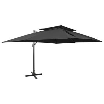 Zwevende Parasol Zwart | Tweede kansje | OP = OP, Tuin en Terras, 2 tot 3 meter, Kantelbaar, Verzenden, Zweefparasol