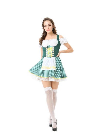 Dirndl Jurk Oktoberfest Geruit Groen, Verzenden, Nieuw